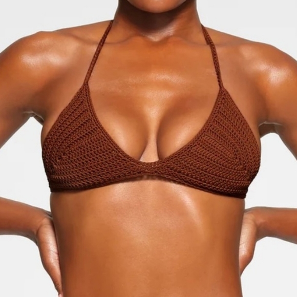SKIMS Swim Skims Crochet Swim Triangle Bikini Top Nwt Msrp